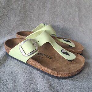 Birkenstock Gizeh Buckle Nubuck Leather Sandals – Faded Lime Size 38 (7–7.5)